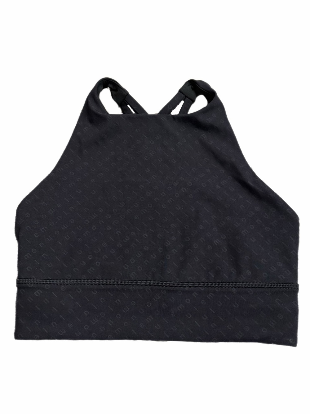 Lululemon Energy High-Neck Longline Bra *Graphic Logo (Mirrorify PU Black)Size 4